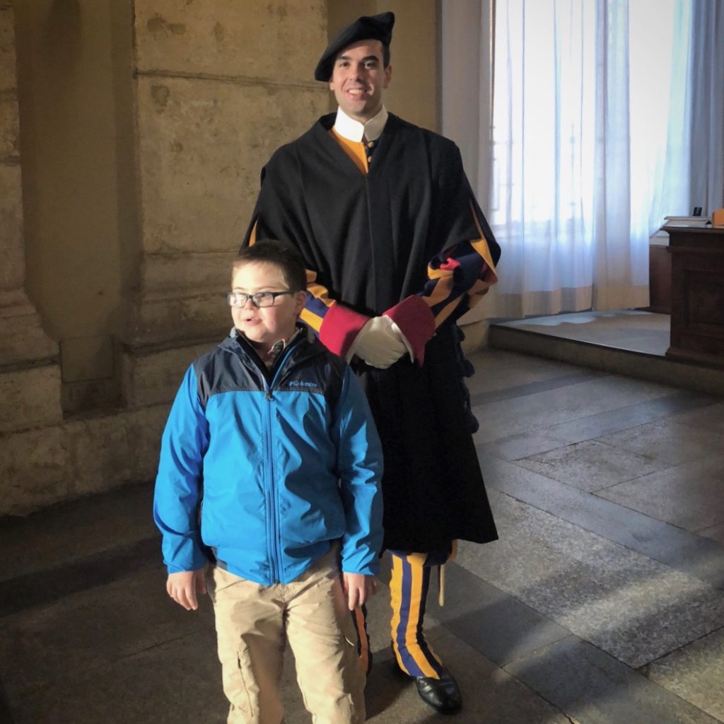 Peter with a Swiss Guard at the Vatican