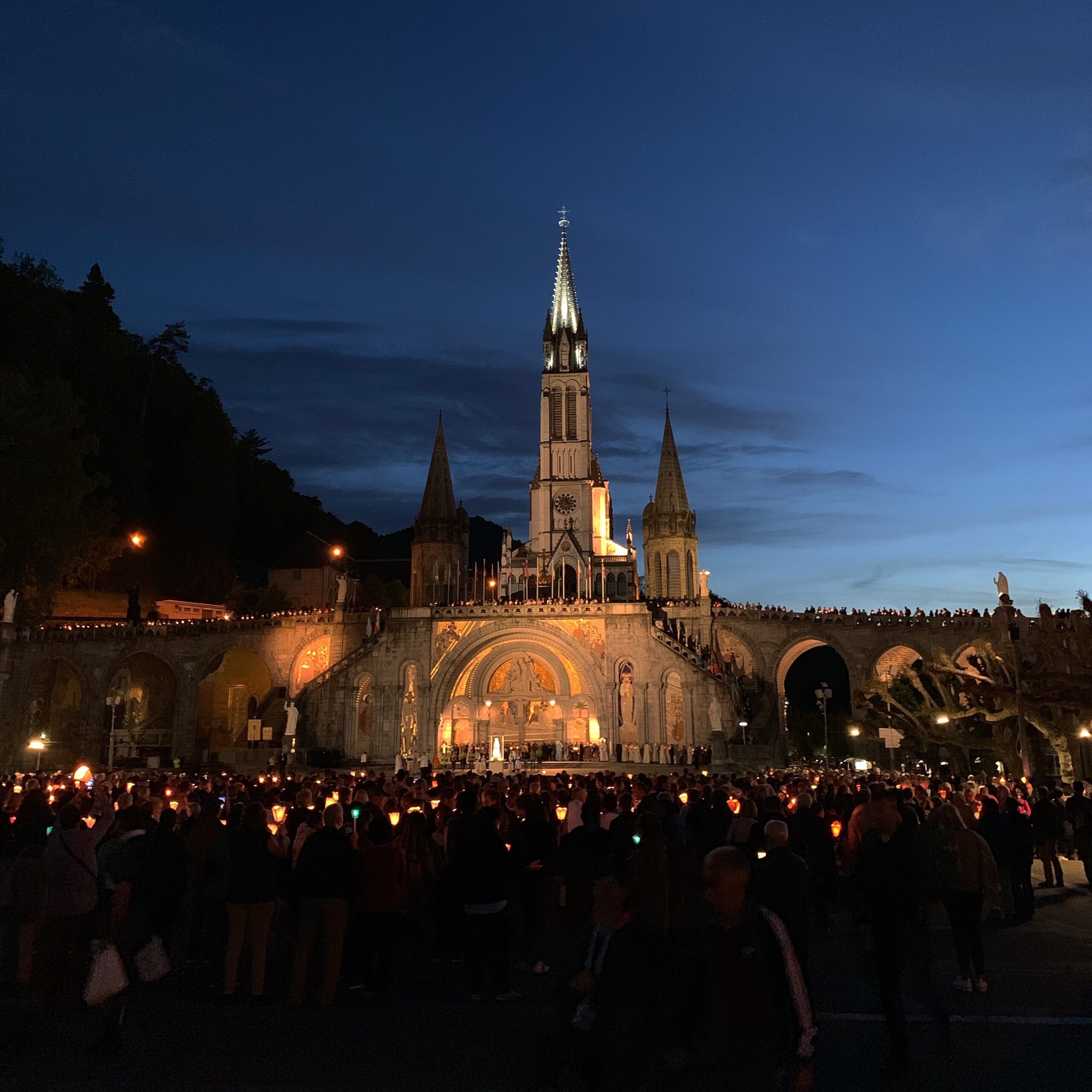 Evening rosary in Lourdes.